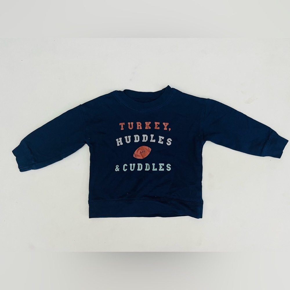 Carters 18 months baby blue sweatshirt pullover - turkey, huddles and cuddles